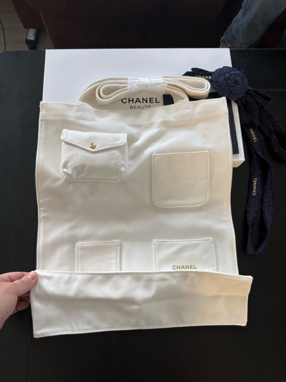 Chanel White Canvas Organizer Pouch
